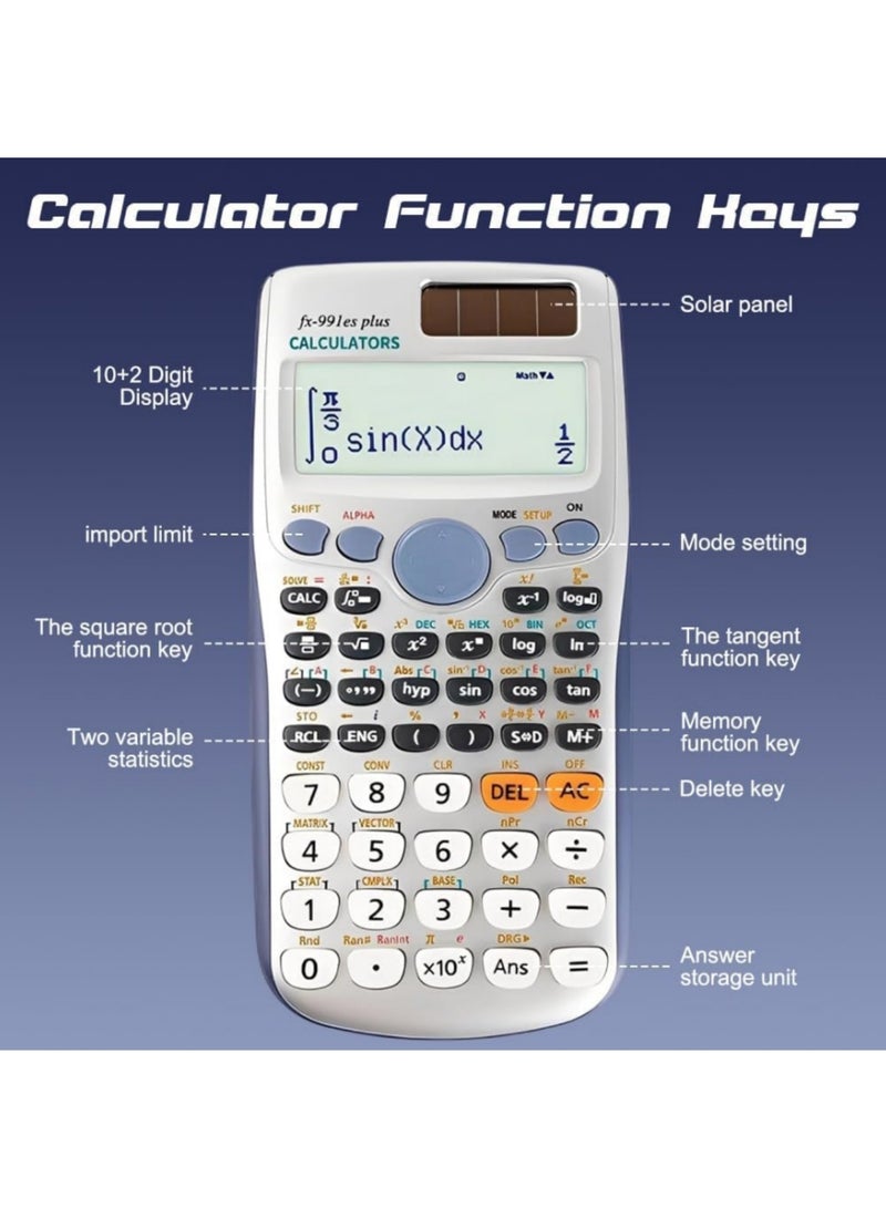 Adando Scientific Calculator with Large Screen 417 Functions Comprehensive Math Tool Perfect for High School College Students Calculus Algebra Geometry and Advanced Math Essential Study Supply (Silver) - Image 2